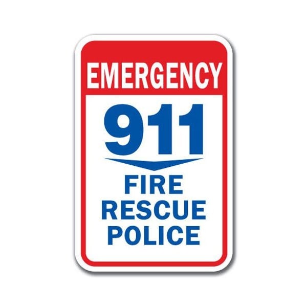 Signmission Safety Sign, 12 in Height, Aluminum, 18 in Length, 911 - Emergency 911 A-1218 911 - Emergency 911 - main